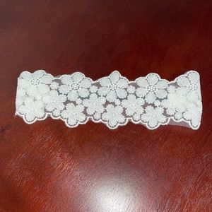 Small girls White floral lace headband